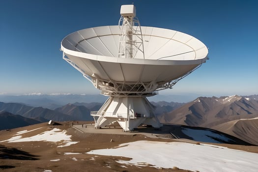 Aerial view of a satellite dish on the top of the mountain Ai generated photo