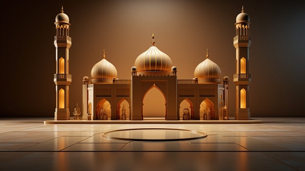 podium background in Ramadan holiday minimalism style . oriental arabic design . ai generated photo