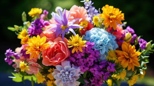 AI generated vibrant multi colored bouquet celebrates beauty in nature photo