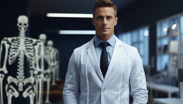 AI generated Confident businessman in suit, holding technology, looking professional and serious generated by AI photo