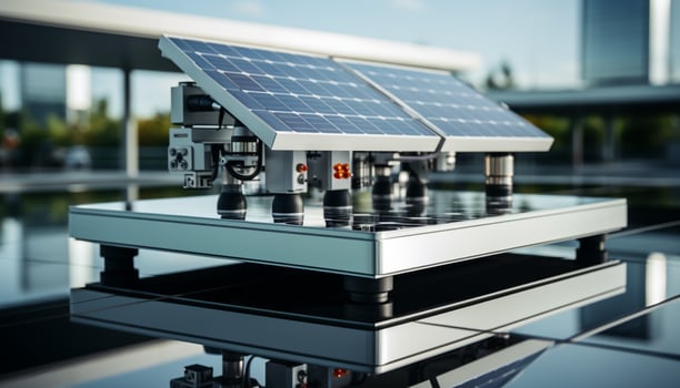 AI generated Solar power station generates clean electricity for sustainable development generated by AI photo