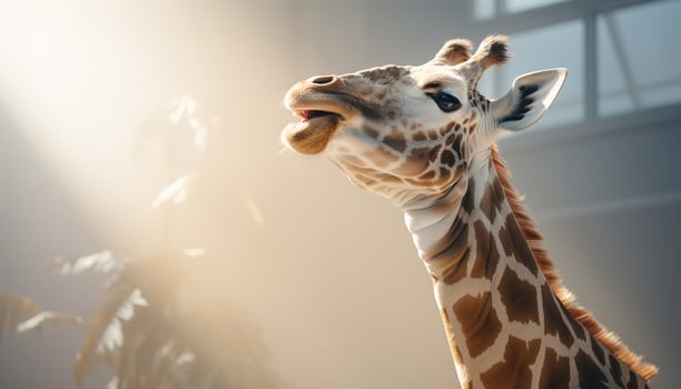 AI generated Giraffe, nature beauty, spotted, close up, looking at camera generated by AI photo