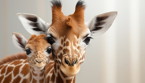 AI generated Cute giraffe looking at camera in African wildlife reserve generated by AI photo