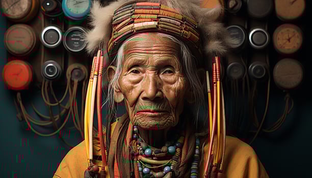AI generated One man working, crafting traditional jewelry, looking at camera generated by AI photo
