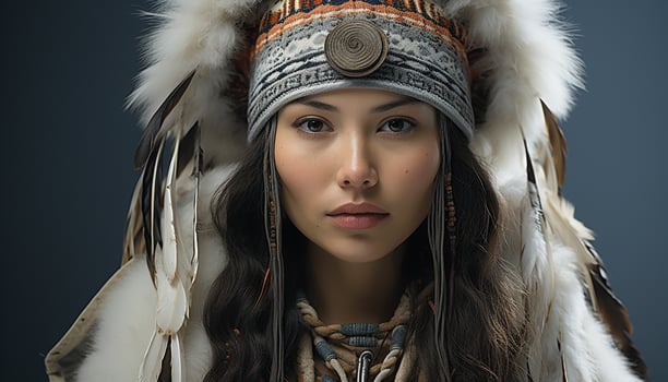 AI generated Beautiful woman in traditional clothing, looking at camera with confidence generated by AI photo