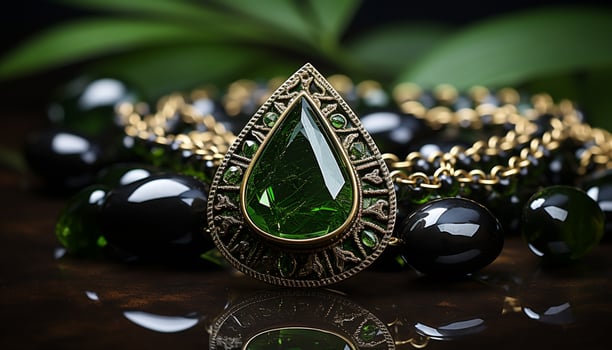 AI generated Shiny gemstone necklace reflects elegance and wealth in nature generated by AI photo