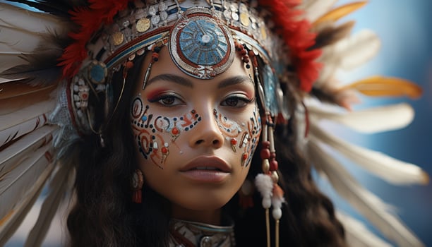 AI generated One young woman, beauty in traditional clothing, looking at camera generated by AI photo