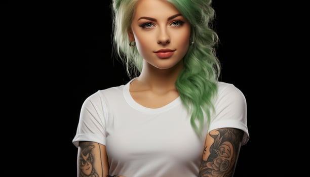 AI generated Beautiful blond woman with curly hair looking confidently at camera generated by AI photo