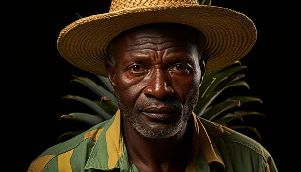 AI generated A confident African man in traditional clothing smiles outdoors generated by AI photo