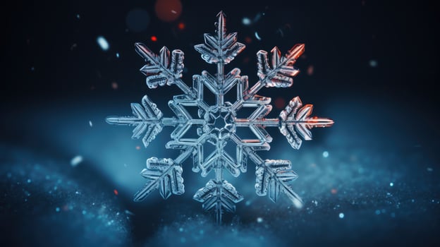 Extreme close up of snowflake, generated ai photo