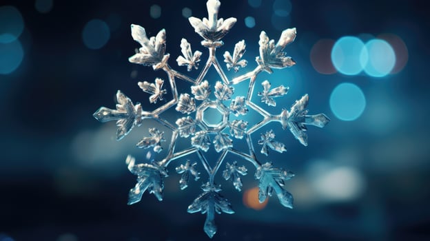 Extreme close up of snowflake, generated ai photo