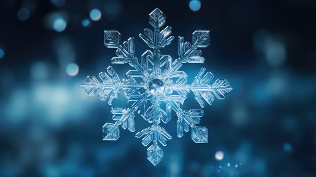 Extreme close up of snowflake, generated ai photo