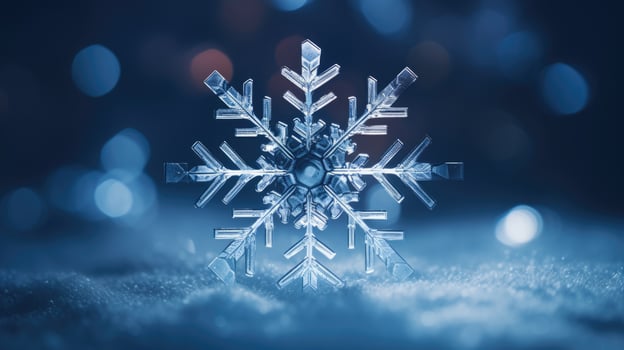 Extreme close up of snowflake, generated ai photo