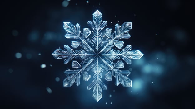 Extreme close up of snowflake, generated ai photo