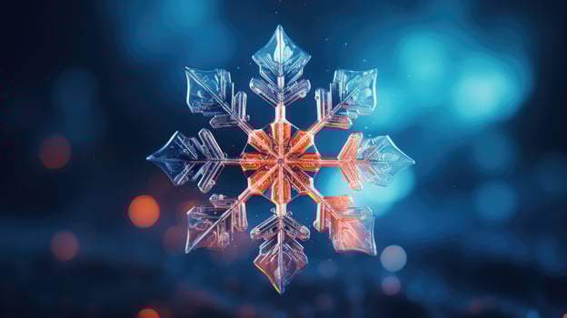 Extreme close up of snowflake, generated ai photo