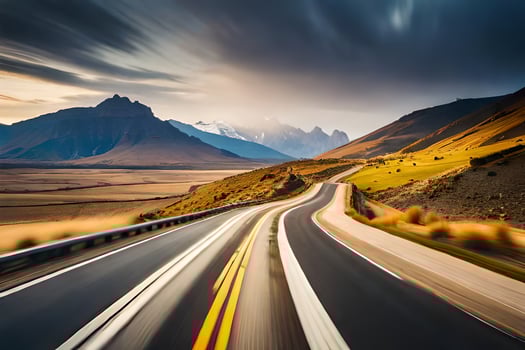 the road to the mountains. AI-Generated photo
