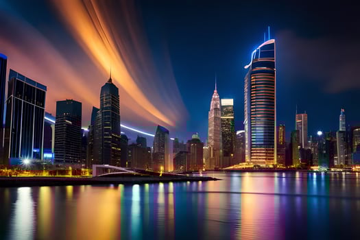the city skyline at night in dubai. AI-Generated photo