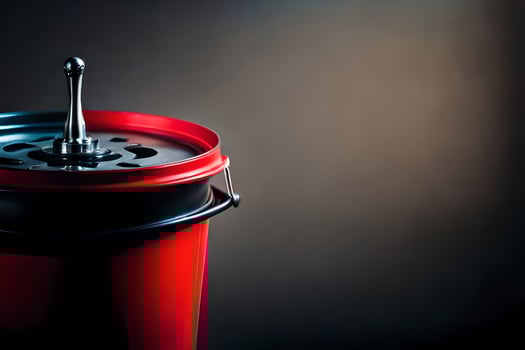 a red bucket with a metal lid. AI-Generated photo