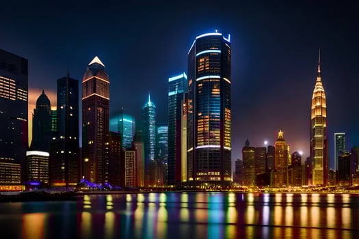 the city skyline at night in dubai. AI-Generated photo