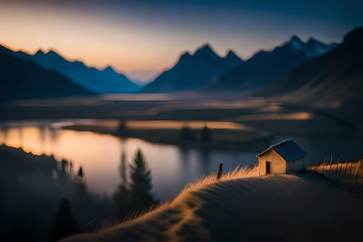 the house of the lake. AI-Generated photo