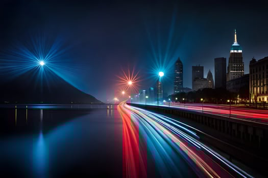 a long exposure photo of a city at night. AI-Generated