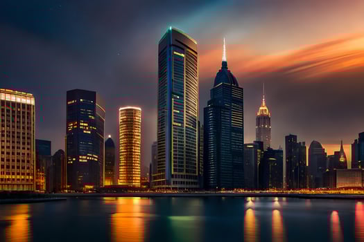 the city skyline at night in dubai. AI-Generated photo