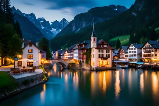 the town of hallstatt, austria. AI-Generated photo