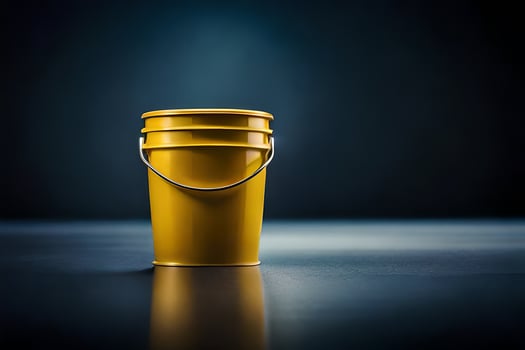 a yellow bucket on a dark background. AI-Generated photo