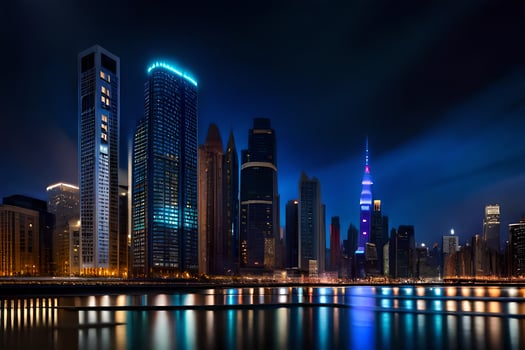 the city skyline at night in dubai. AI-Generated photo