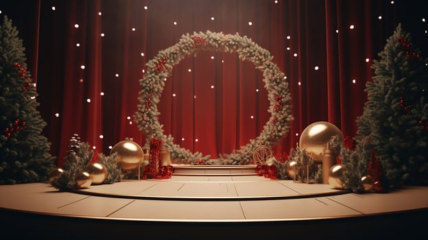 Podium for Product Presentation with Christmas Decorations photo