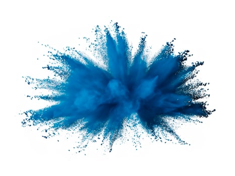 blue explosion of powder on a white background photo