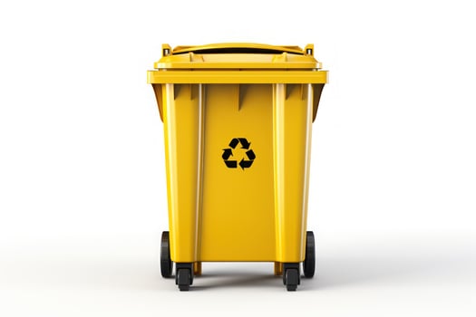 Yellow bin isolated on white background. Generative AI photo