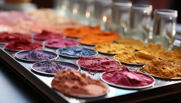 AI generated A vibrant collection of colorful eyeshadows, a palette of beauty generated by AI photo
