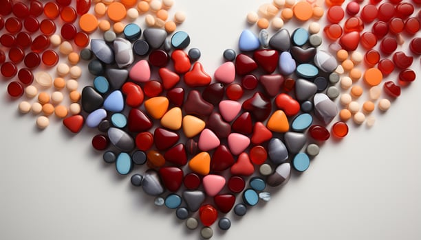 AI generated Multi colored pill shapes create an abstract decoration for healthcare generated by AI photo