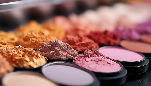 AI generated A vibrant collection of eyeshadows in a variety of colors generated by AI photo