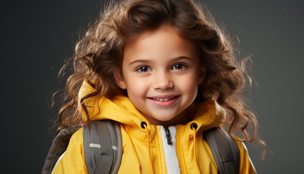 AI generated Smiling child, portrait of cute girl, looking at camera generated by AI photo