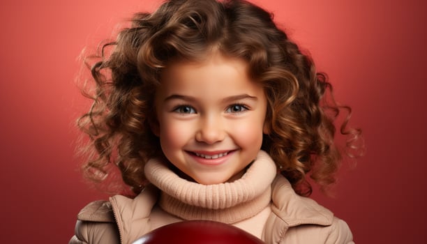 AI generated Smiling cute child, portrait of a cheerful Caucasian girl generated by AI photo
