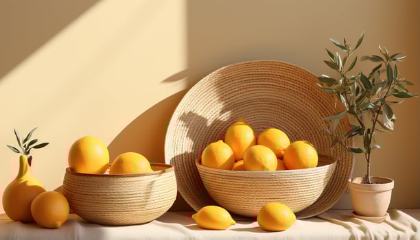 AI generated Fresh citrus fruits on wooden table, a healthy summer snack generated by AI photo