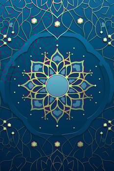 blue flat background with islamic ornament ai generative photo