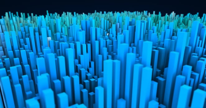 Abstract blue landscape of futuristic rectangles moving waves background photo