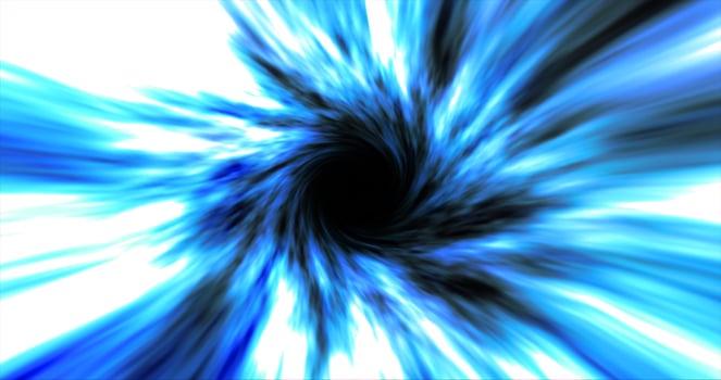 Blue hypertunnel spinning speed space tunnel made of twisted swirling energy magic glowing light lines abstract background photo