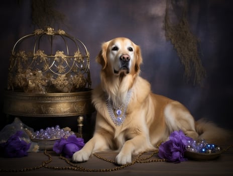Regal dog with a regal stance in a royal setting AI Generative photo