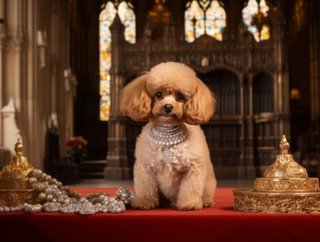 Regal dog with a regal stance in a royal setting AI Generative photo