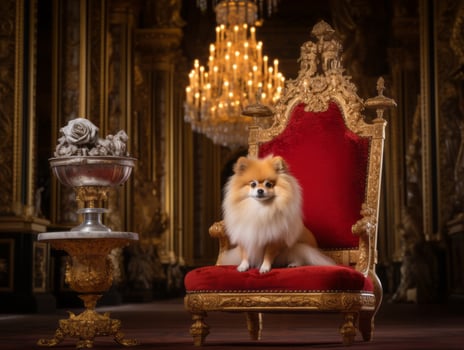 Regal dog with a regal stance in a royal setting AI Generative photo