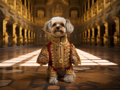 Regal dog with a regal stance in a royal setting AI Generative photo
