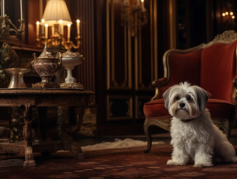 Regal dog with a regal stance in a royal setting AI Generative photo