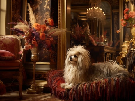 Regal dog with a regal stance in a royal setting AI Generative photo