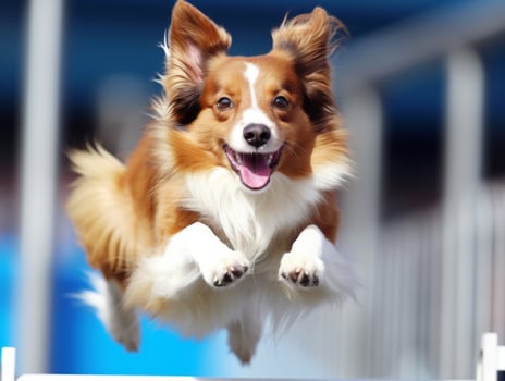 Spirited dog racing through an agility course AI Generative photo