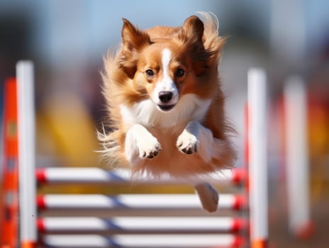Spirited dog racing through an agility course AI Generative photo