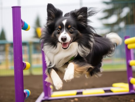 Spirited dog racing through an agility course AI Generative photo
